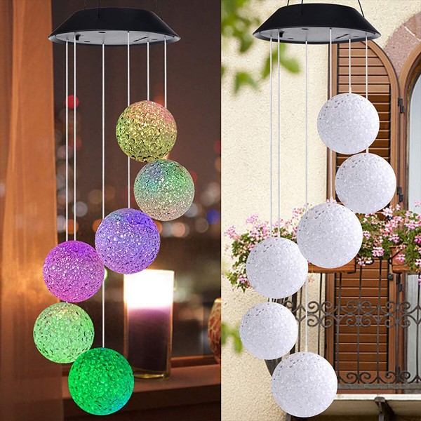 Solar Powered Wind Chime Light String Lights LED Garden Hanging Spinner Lamp - Type A