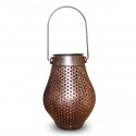 Solar LED Hanging Light Retro Hollow Lantern Outdoor Garden Yard Decoration Lamp - Copper