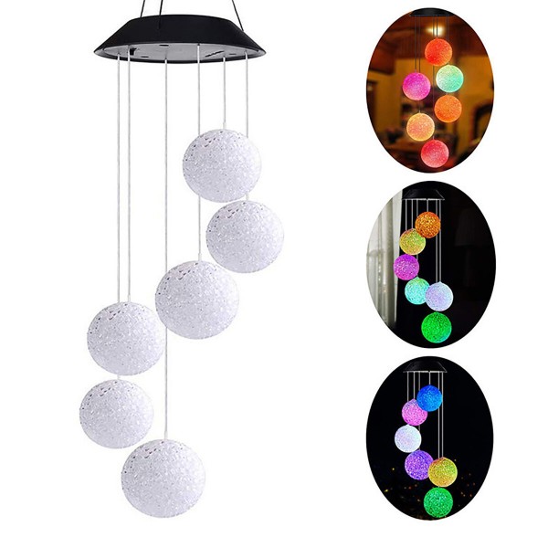 Solar Powered Wind Chime Light String Lights LED Garden Hanging Spinner Lamp - Type A