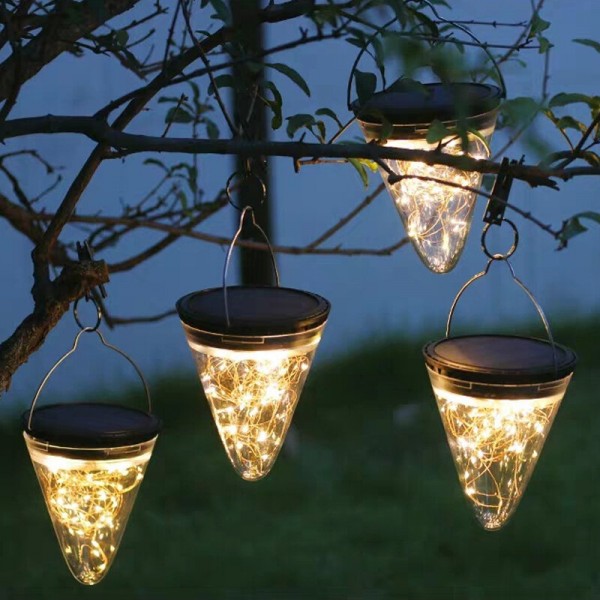50LED Solar Powered Hanging Light Lamp Bulbs Garden Lights Outdoor Patio Decor - White Light