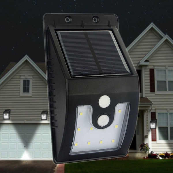 3 in 1 Function Solar Power Motion Sensor LED Light Garden Yard Corridor Waterproof IP65 Wall Lamp - 10 LEDs