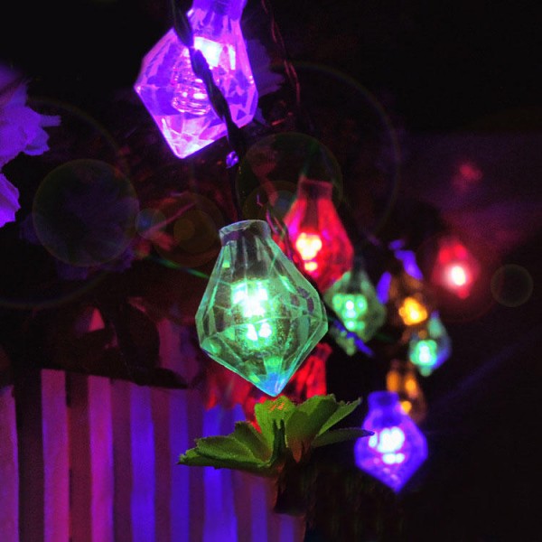 SSL-1 Gardening 6M 30LED Solar Panel Light Diamond Holiday Christmas Wedding Decoration - Pink
