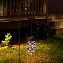 Solar Powered LED Light Lantern Hanging Outdoor Lamp Olive Shape Design Sensitive Light Sensor Control for Patio Courtyard Balco