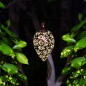 Solar Powered LED Light Lantern Hanging Outdoor Lamp Olive Shape Design Sensitive Light Sensor Control for Patio Courtyard Balco