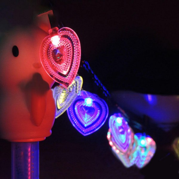 SSL-7 Gardening 4.8M 20LED Solar Panel Light Heart Holiday Christmas Wedding Decoration - Warm White