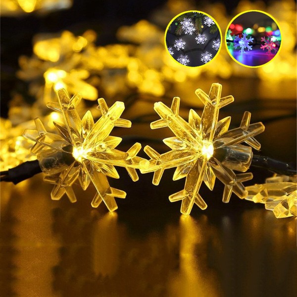 Snowflake String Lights Snow Fairy Garland Decor Solar Power LED for Christmas Tree New Year Room Decoration - Colorful