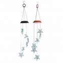 Solor Powered Star Wind Chime Light Outdoor Garden Waterproof Hanging Lamp Decor - Red