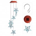 Solor Powered Star Wind Chime Light Outdoor Garden Waterproof Hanging Lamp Decor - Red