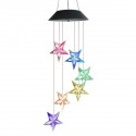 Solor Powered Star Wind Chime Light Outdoor Garden Waterproof Hanging Lamp Decor - Red