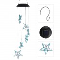 Solor Powered Star Wind Chime Light Outdoor Garden Waterproof Hanging Lamp Decor - Red
