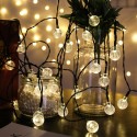 21ft Solar Powered String Lights 30 Crystal Balls Outdoor Home LED Fairy Lights Decorations - Warm White