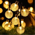 21ft Solar Powered String Lights 30 Crystal Balls Outdoor Home LED Fairy Lights Decorations - Warm White