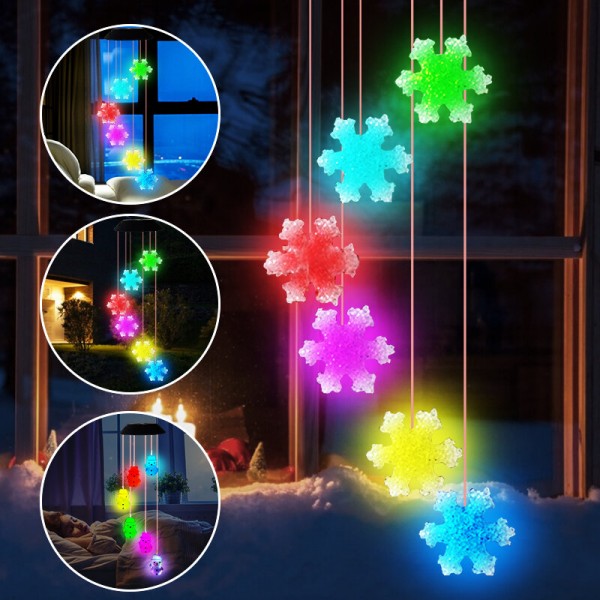 LED Colour Changing Hanging Wind Chimes Solar Powered Ball Lights Garden Outdoor - A