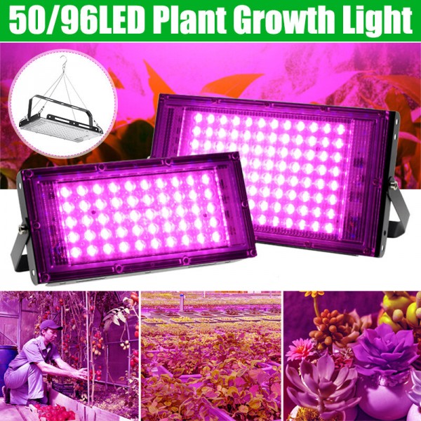 50/96LED Grow Light Full Spectrum Greenhouse Plant Vegetable Flower Hydroponics IP65 Waterproof Lamp - Regular Cable 50LED
