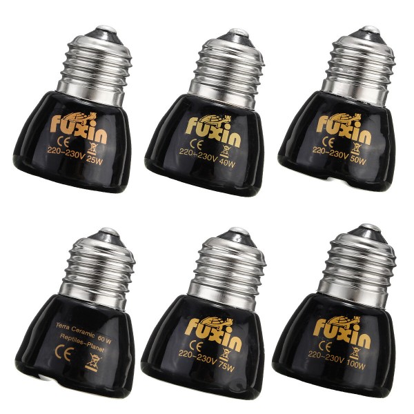 Diameter 45MM Black Infrared Ceramic Emitter Heat Light Lamp Bulb For Reptile Pets Brooder AC220V - 50w
