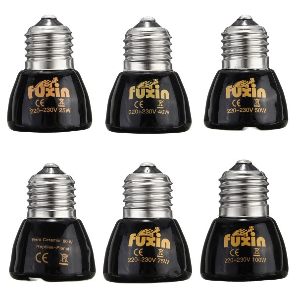 Diameter 45MM Black Infrared Ceramic Emitter Heat Light Lamp Bulb For Reptile Pets Brooder AC220V - 50w
