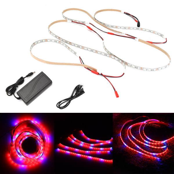 DC12V 5PCS 50CM SMD5050 LED Strip Grow Light Hydroponic Indoor Veg Plant Lamp Kit + Power Adpater - US Plug