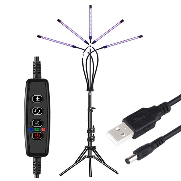 5 Hesds LED Grow Light Plant Growing Lamp Lights With Tripod For Indoor Plants - Red + Blue