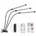 18W/20W/27W 2/3/4 Heads USB LED Plant Growing Light Clip-on Flexible Lamp with Remote Control DC5V - 40 LED