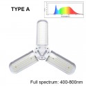 E27 Deformable LED Grow Light Full Spectrum Growing Lamp for Plant Hydroponics - 3 leaves Blue and Red Light