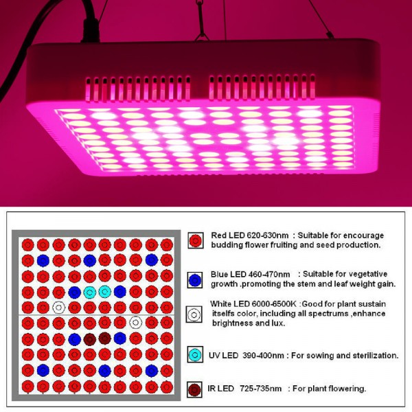 300W LED Grow Light Full Spectrum Hydro Veg Flower Plant Medical Lamp Panel - EU Plug