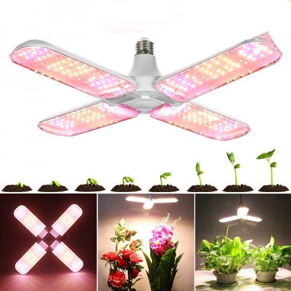 E27 2/3/4 Blades Full Spectrum LED Grow Light Bulb Folding Hydroponic Indoor Plants Growing Lamp 85-265V - 120LED
