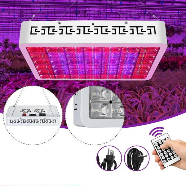 130LED Dimmable Grow Light Full Spectrum Veg Plant Lamp Timing Remote - US Plug