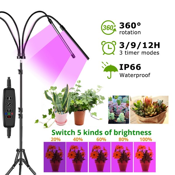 LED Grow Light Tripod Plant Growing Lamp Lights With Tripod For Indoor Plants - Yellow