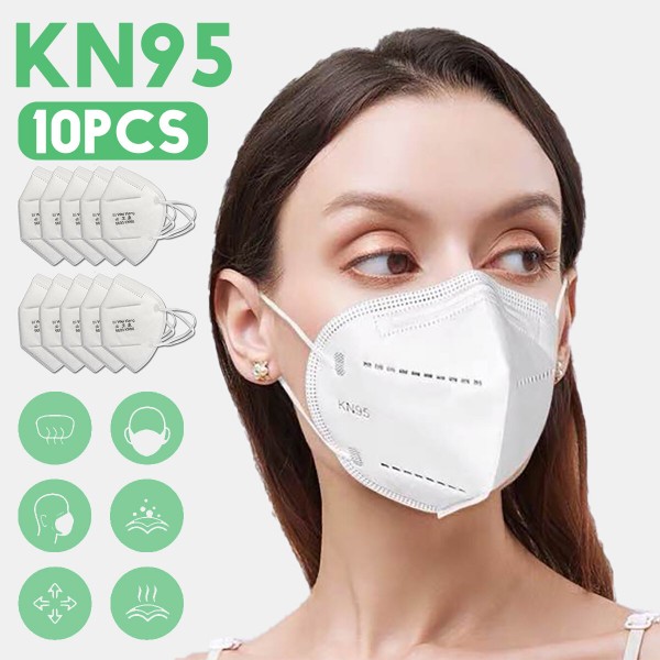 10 Pieces / Pack 0f KN95 Masks PM2.5 Filter Respiratory Protective Mask KN95=N95=KF94=FFP3 - white