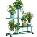 4 Pots Indoor Outdoor Garden Plant Stand Planter Flower Pot Shelf Metal Shelving - #1