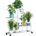 4 Pots Indoor Outdoor Garden Plant Stand Planter Flower Pot Shelf Metal Shelving - #1