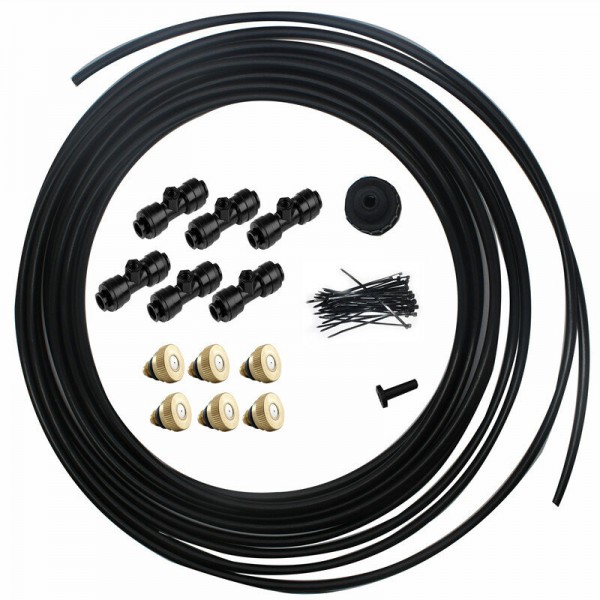 Water Misting Cooling System Kit Summer Sprinkler Brass Nozzle Outdoor Garden Dust Removal Spray Hose Irrigation Set - EU Plug 1