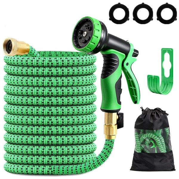 Garden Hose 15m Set Flexible Pipe Expandable Magic Hose with 9 Functions Spray Gun for High-Pressure Car Wash
