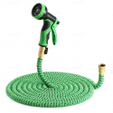 PATHONOR 75FT/100FT US Standard Expandable Flexible Green Garden Water Hose Plastic Hose Garden Watering Sets - 100Ft