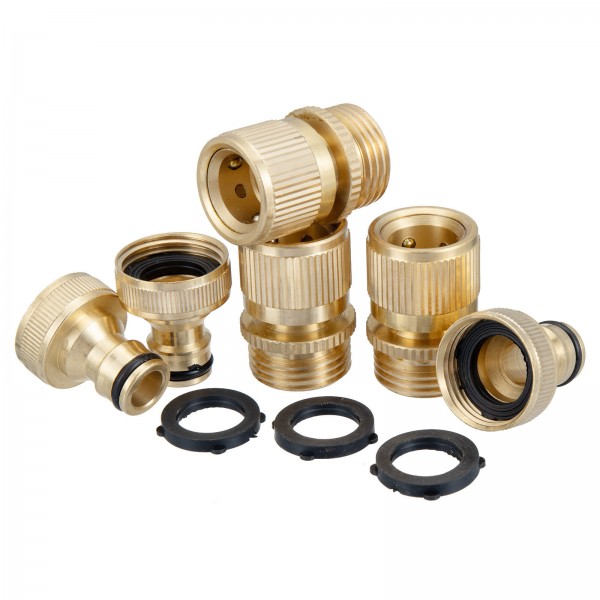 MATCC Brass Inner Teeth Quick Connector Set 3/4" GHT Brass Garden Hose Quick Connector With Washers