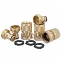 3 Sets Brass Pipe Hex Nipple Fitting Quick Coupler Adapter 3/4"GHT Brass Male to Female Thread Brass Pipe Connectors