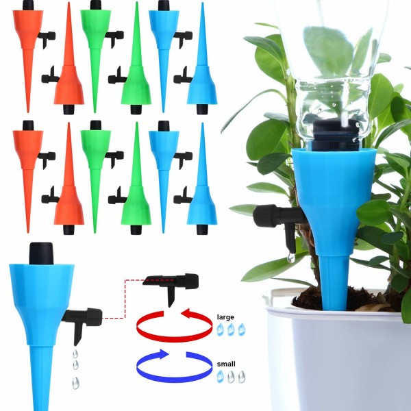 6Pcs/12Pcs New Upgrade Thickened Self Automatic Sprayer Watering Device Adjustable Water Flow Dripper Spikes With Control Valve 
