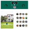 JLT-866 Solar Ultrasonic Animal Repeller 7 LED Flashing Light Frighten Animals Garden PIR Sensor Bird Cats Dog Repellent - Green