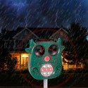 JLT-866 Solar Ultrasonic Animal Repeller 7 LED Flashing Light Frighten Animals Garden PIR Sensor Bird Cats Dog Repellent - Green