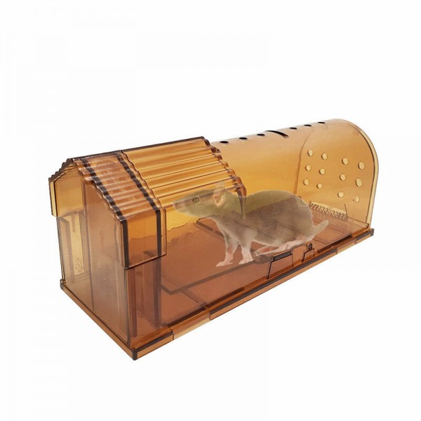 2packs Transparent Plastic Potable Mouse Trap Reusable Rodent Pest Rat Catcher Cage - Yellow