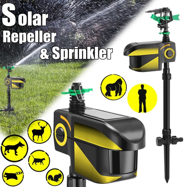 Solar Powered Motion Detectior Activated Animal Repeller Repellent Water Sprinkler Timer