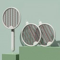 2-in-1 Foldable Fly Swatter Multi-function LED Lighting USB Chargeable Multiple Protection Mosquito Killer Lamp - White