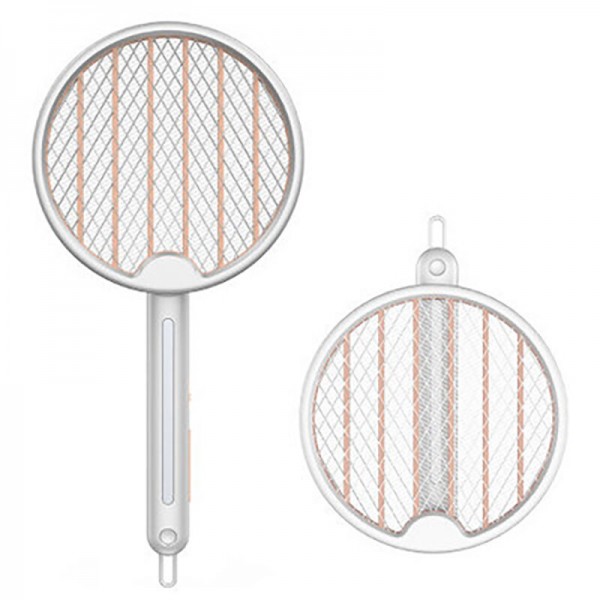2-in-1 Foldable Fly Swatter Multi-function LED Lighting USB Chargeable Multiple Protection Mosquito Killer Lamp - White