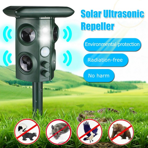 Solar Power Ultrasonic Repeller Cat Dog Pest Infrared Repellent Sensor Animal