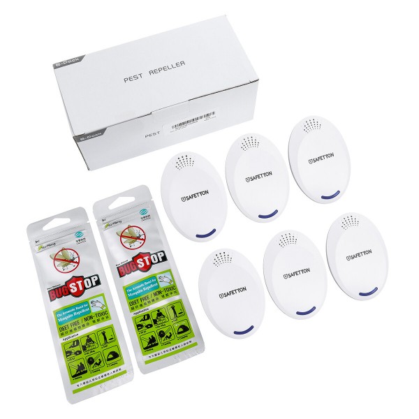 SAFETYON 6PCS Night Light Pest Repellent Ultrasonic Pest Cockroach Repeller Radiation-free Expelling Insects Device