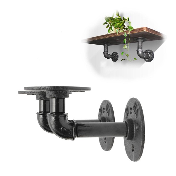 KINGSO 2pcs Household Wall Mounted Shelf Holders Flange Pipe Pipe Shelf Bracket