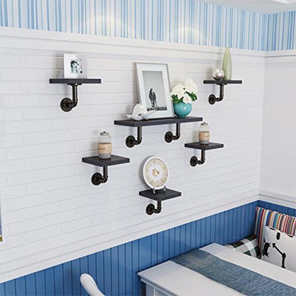 KINGSO 2pcs Household Wall Mounted Shelf Holders Flange Pipe Pipe Shelf Bracket
