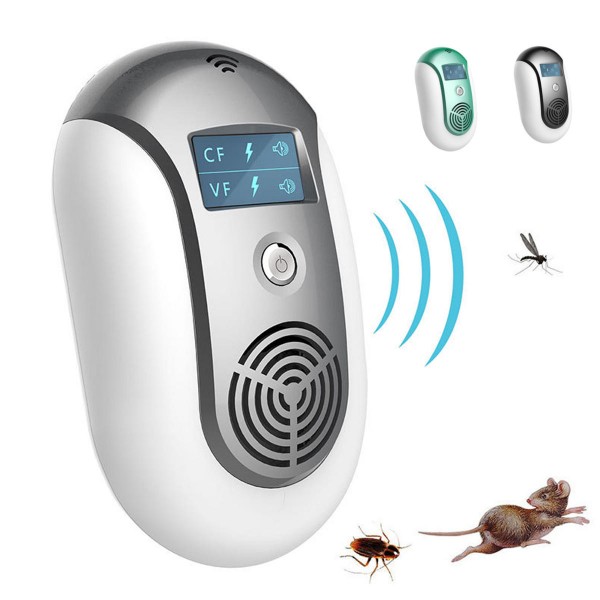 Electronic Ultrasonic Pests Repeller Control Bug Mosquito Mouse Cockroach Killer Reject - Grey US Plug