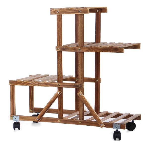 Flower Stand Flower Shelf Multi-level Wood Plant Stairs Indoors Outdoors Garden - #1