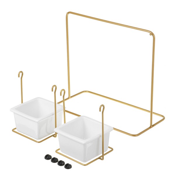 Flower Pot Ceramic Succulent Planter Pots Iron Rack with Ceramic For Garden - #1